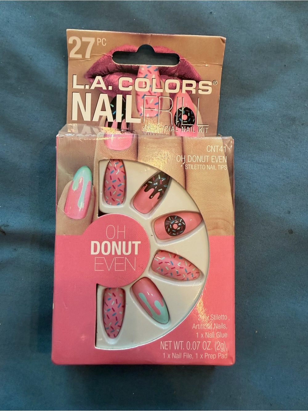 L.A. COLORS "Oh Donut Even" Pink Donut Stiletto Press-On Nails